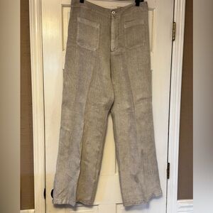 Zara Women's Beige Straight Leg Linen Pants